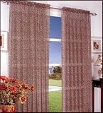 A Pair of Sheer Black and Brown Leopard Print Windows Curtains / Drapes / Panels 63" Long