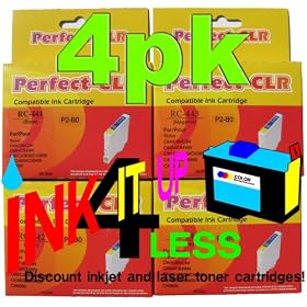 4pk Epson compatible ink cartridges, (1)T0441 (1)T0442 (1)T0443 (1)T0444 fits Stylus CX3600 Stylus CX3650 Stylus CX4600 Stylus CX6400 Stylus CX6600 Stylus C64 Stylus C66 Stylus C84 Stylus C86 Stylus CX4600.