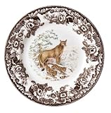Spode Woodland American Wildlife Collection Winter Scene Salad Plate 8 inch - Cougar