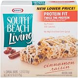 South Beach Living,  Protein Fit,  Cereal Bars, Cinnamon Raisin, 5-Count Bars (Pack of 4)