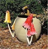 Ceramic Bamboo Asian Inspired Urn Water Fountain