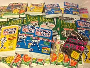 100 Vintage Football Cards in Old Sealed Wax Packs - Perfect for New Collectors
