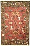 Safavieh Tibetan Collection TB240A Rust and Green Hand Knotted Wool and Silk Area Rug, 5-Feet by 7-Feet 6-Inch