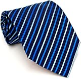Paul Smith Navy and Blue Striped Silk Necktie 63