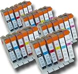 30 Chipped Compatible Canon CLI-8 'Photo-Pack' Ink Cartridges Cartridges from 'The Ink Squid'. Fully Compatible with the Canon Pixma PRO9000 MK II Printer: 5 x CLI-8Bk (Black); 5 x CLI-8C (Cyan/Blue); 5 x CLI-8M (Magenta/Red); 5 x CLI-8Y (Yellow); 5 x CLI-PC (Photo/Light Cyan); 5 x CLI-PM (Photo/Light Magenta). The Latest Chips, the Maximum ML Capacity of any Compatible Ink Cartridge. 2 Year Guarantee on all Cartridges.
