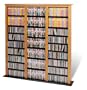 Prepac Triple Width Barrister CD DVD Media Storage Tower in Oak and Black