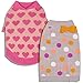 Blueberry Pet Cutie V-Neck Dog Sweater in Shrimp Color with Pink Hearts, Back Length 12