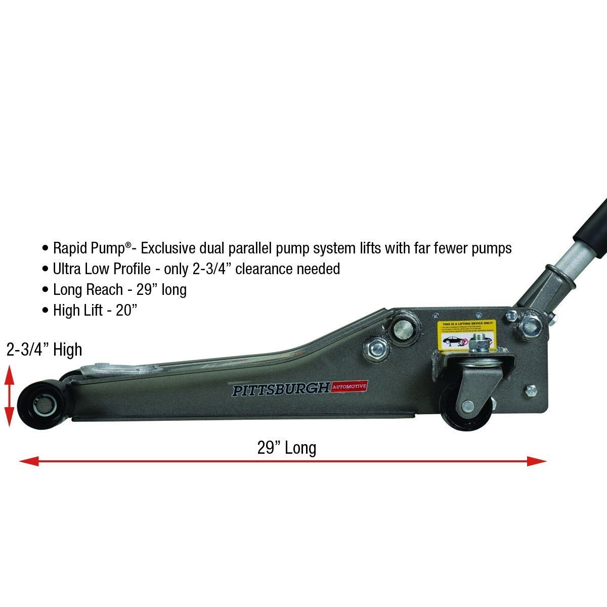 Pittsburg 3 Ton Low Profile Floor Jack and Jack Stands Set Combo with