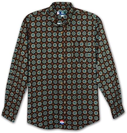 Cowboy Equipment Big and Tall Western Fancy Print Shirt - Made In USA (Brown L-T)