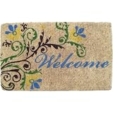 Floral Welcome Hand Made Extra Thick Coir Doormat 18
