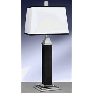 Complements 10560DWBH Black Leather and Chrome Harley Table Lamp with White Shade