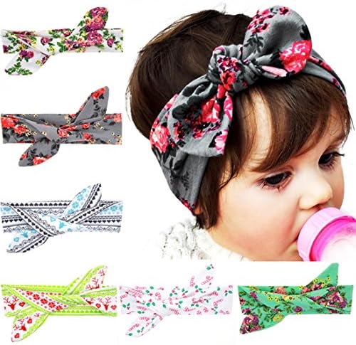 Bluewo 6 Pcs Baby Newest Turban Headband Bohemian Head Wrap Knotted Hair Band