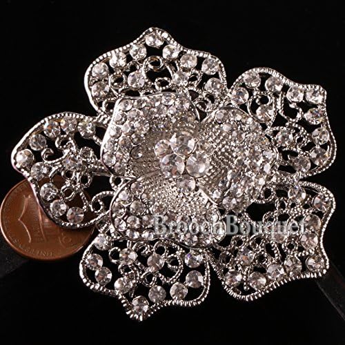 1pc Rhinestone Crystal Wholesale Wedding Bridal Bouquet Flower Pearls Brooch Pin (KF155)