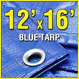 12' X 16' Blue Multi-Purpose 6-mil Waterproof Poly Tarp Shade Cover Tent Hiking Camping Tarp12x16 Tarpaulin by Grizzly Tarps