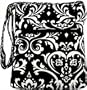 Black White Damask Messenger Style Bag Purse Handbag