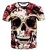 FaPlus Men's Fashion Cool 3D Rose Skull Street Hip Hop Style T-Shirts