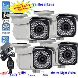 Lot of 4 Sony Exview Effio CCD 700TVL 66pcs infrared LEDs Night Vision Outdoor Security Camera Surveillance DVR