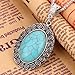 Yazilind Retro Oval Turquoise Pendant Carve Symbol Pendant Chain Necklace