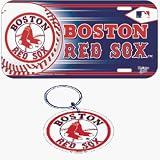 Boston Red Sox License Plate & Key Ring Auto Set