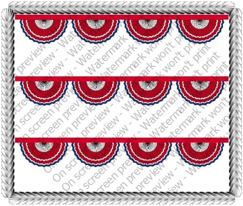 Patriotic Banner Bunting Designer Strips ~ Edible Image Cake / Cupcake Topper
