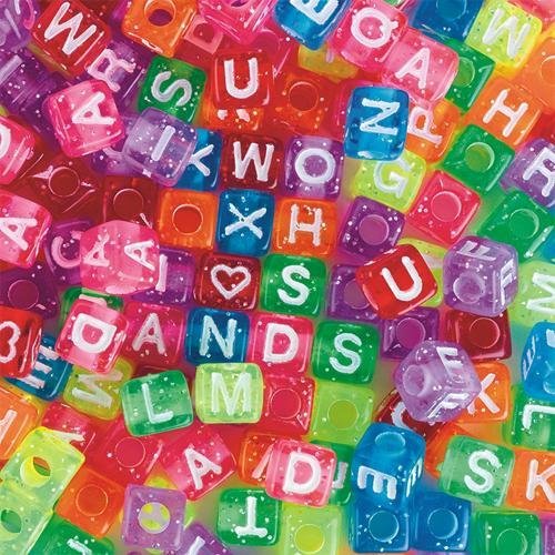 S&S Worldwide Glitter Alphabet Beads 1/2 Lb., 4x7mm (Bag of 500)