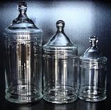 3 pc Set Apothecary Candy Storage Terrarium Glass Jars