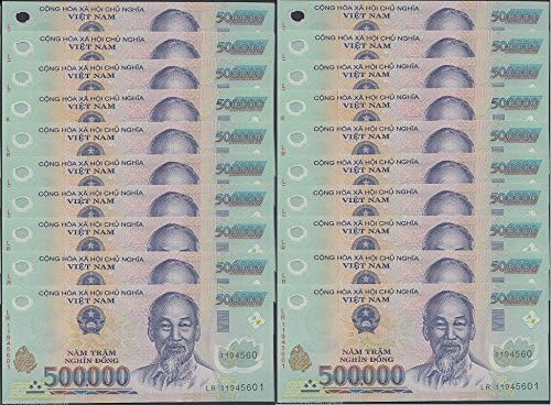 Vietnam 500,000 X 20 PCS = 10 Million Dong, Banknotes, VND, Currency
