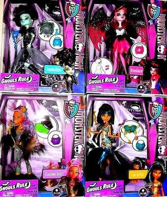 2012 MONSTER HIGH SET OF 4 GHOULS RULE MONSTER HIGH DOLLS: CLAWDEEN WOLF, DRACULAURA, FRANKIE STEIN, AND CLEO DE NILE