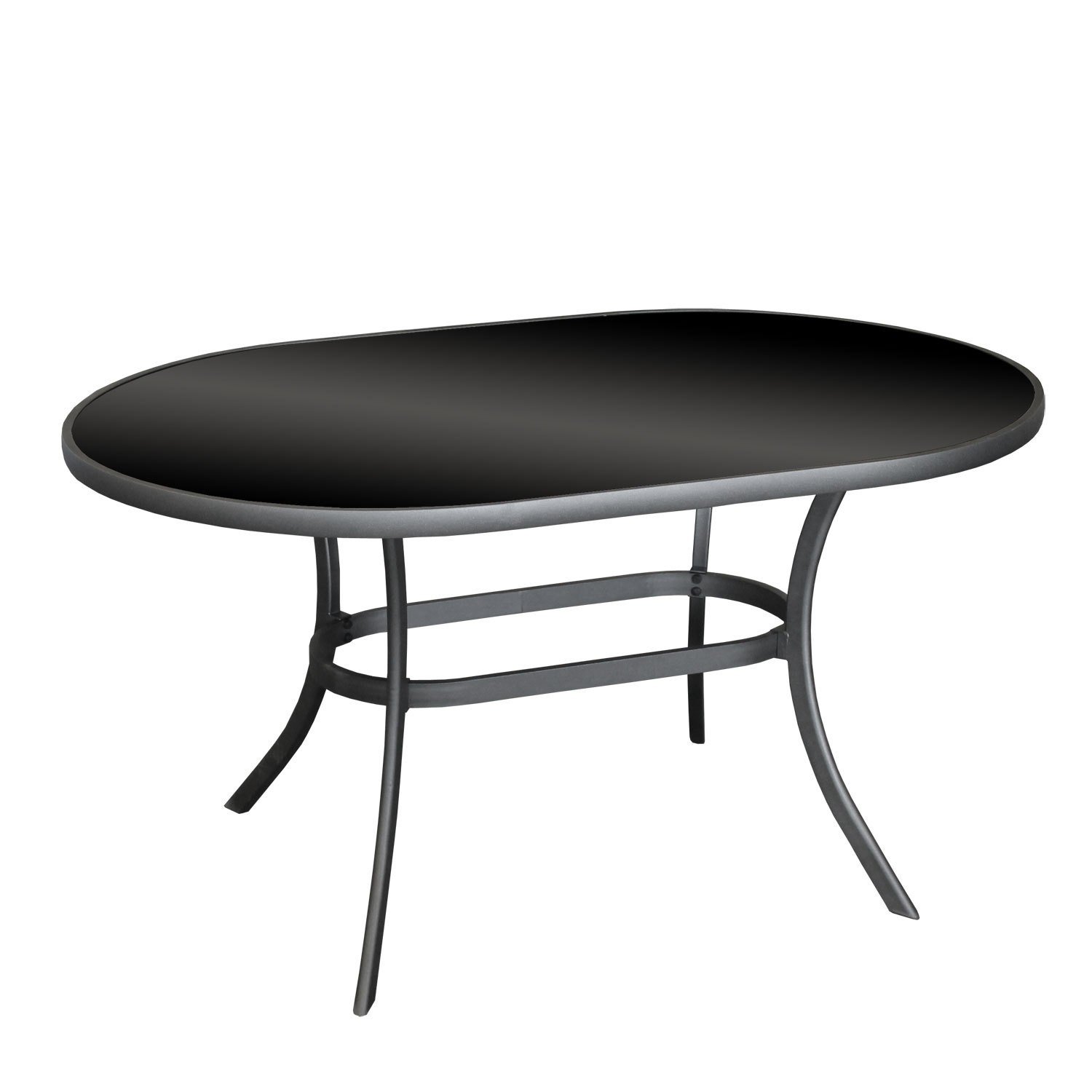 Aluminium Glastisch Gartentisch oval 140x90cm Balkontisch