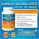 #1 Ginkgo Biloba Extract - Double Strength Ginkgo Biloba Gold, 120mg, 180 Vegetarian Capsules