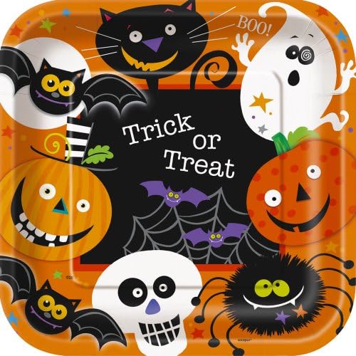 9" Square Spooky Smiles Halloween Dinner Plates, 8ct