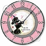 Item C9006 Fifties Retro Pink Poodle 10.5 Inch Wall Clock