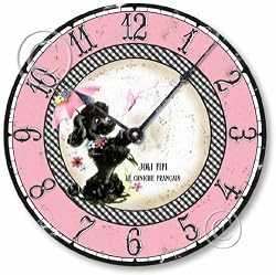 Item C9006 Fifties Retro Pink Poodle Decorative Wall Clock