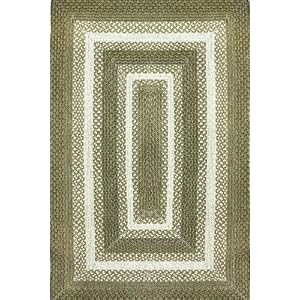 Braided Area Rug Cotton Fabric Cottage 8x10 Green Ivory