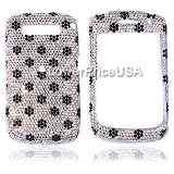 Blackberry Curve 8900 Javelin Genuine Swarovski Crystal (7ss) Silver Polka Dot Design Faceplate Cover Case