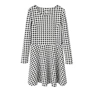 Sexy Long Sleeves Cotton Houndstooth Print Tunic 