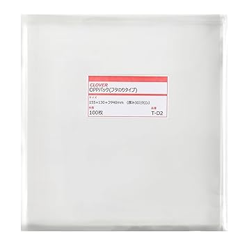 【クリックで詳細表示】透明OPP袋 テープ付 155×130＋フタ40mm ≪10mm厚CDケース用/縦入≫ 30ミクロン 【1000枚】(100枚パック×10)： 文房具・オフィス用品
