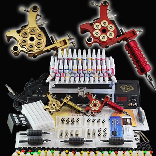 Complete Tattoo Starter Kit 2 Guns Supply Set Equipment D10-24 On Sale