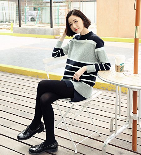 [Kapua] マルチ ボーダー ニット ミディ 丈 ワンピース レディース OP (グレー ミックス)