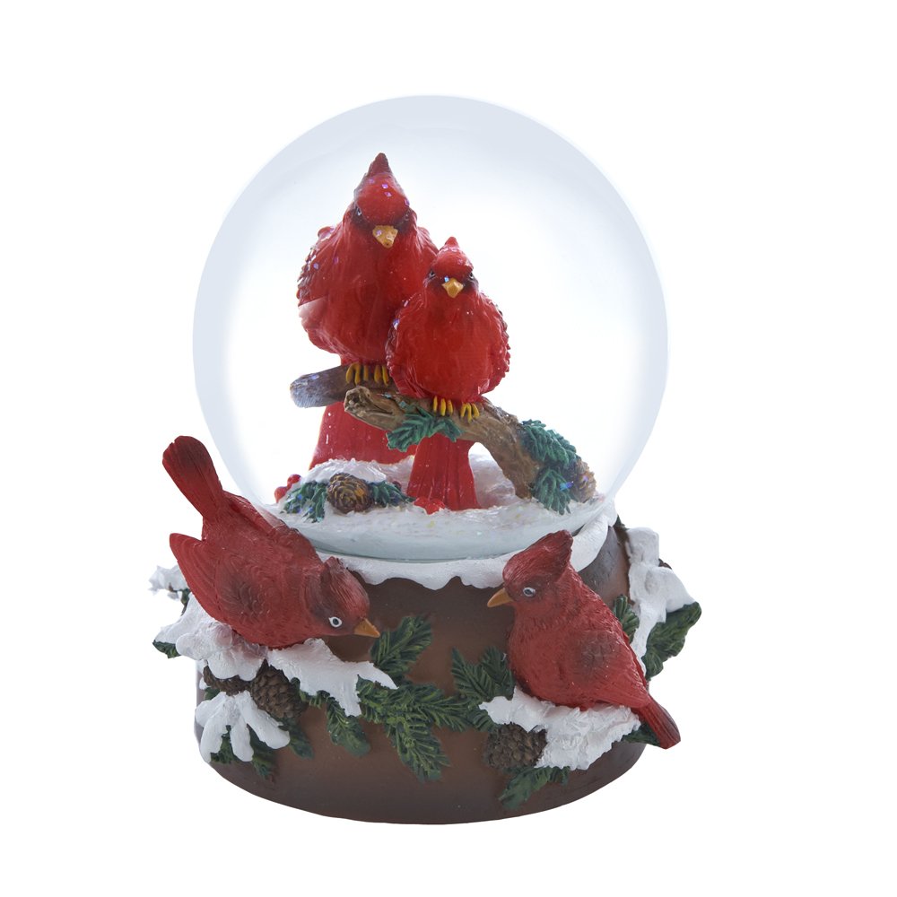 Kurt Adler Polyester Cardinal Musical Water Globe, 5-Inch