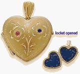 10 Karat Yellow Gold Blue Topaz & Sapphire Heart Locket with Design