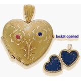 10KaratYellowGoldBlueTopaz&SapphireHeartLocketwithDesignwith20InchChain