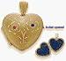 10 Karat Yellow Gold Blue Topaz & Sapphire Heart Locket with Design with 18 Inch Chain