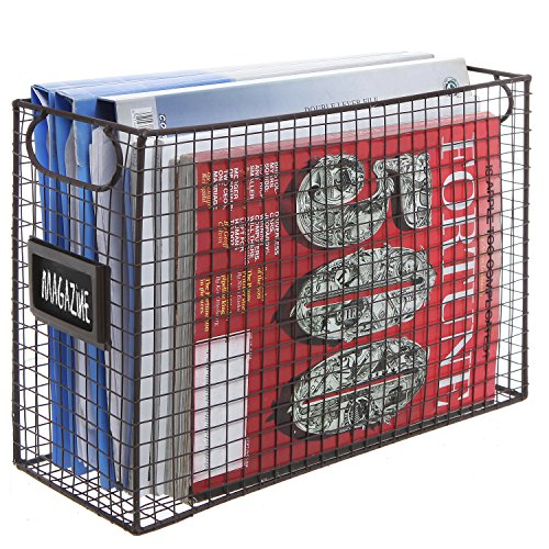 Mesh Wire Brown Metal Document Storage Container / Magazine Rack / File