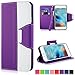 iPhone 6 Case, iPhone 6S Case,Vakoo Wallet Leather Folio Slim Fit Soft TPU Back Case for Apple iPhone 6/6S with Magnetic Closure and Wrist Strap - Purple / White