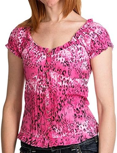 Panhandle Slim Women's Ruffled Peasant Shirt - Small, Pink