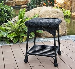 Save on Outdoor Black Wicker Patio Furniture End Table Discount Price