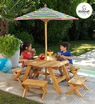 Big Sale Best Cheap Deals KidKraft Octagon Table & 4 Stools and Multi-Striped Umbrella