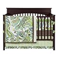 My Baby Sam Paisley Splash in Lime 4pc Crib Bedding Set-Brown,Green