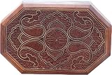 Gift for Valentine - Jewelry Boxes Wood Carving Hand Engraved Antiqued Finish Indian Style (wc353)